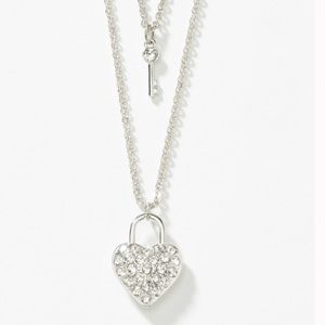 Touchstone Crystal Heart and Key  Double Necklace
